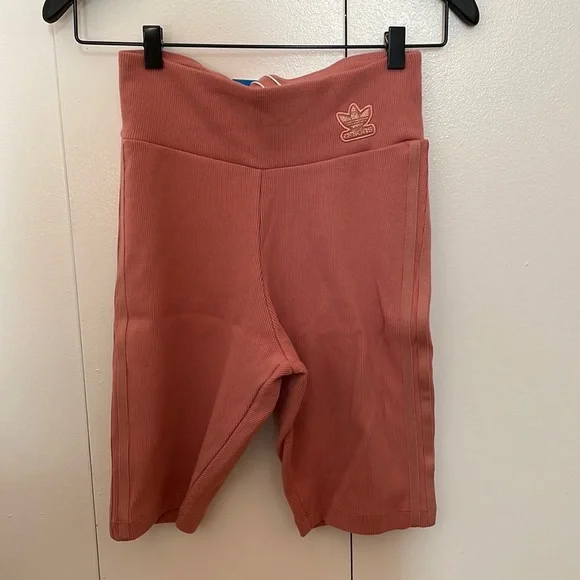 adidas Shorts Adidas Pink Ribbed Biker Shorts Poshmark